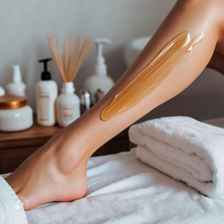 Full leg waxing demonstration, offered at Veronika's Aesthetics